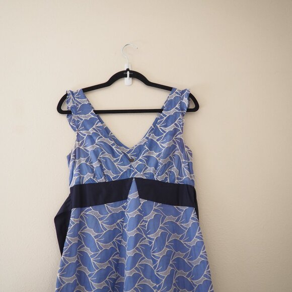 Anthropologie Lithe Blue Sleeveless Waterleaf Embroidered Dress sz 4 - Picture 4 of 7